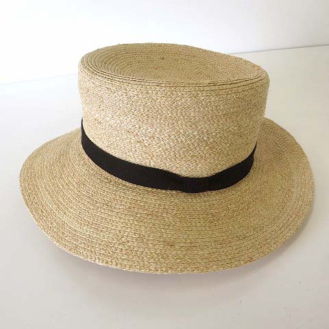 マチュアーハ Mature Ha ハット 帽子 麦わら帽子 ラフィア カンカン帽 リボン S 56cm ナチュラル 黒 ブラック ボウシ レディース 068 ベクトルパーク