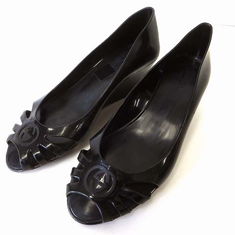 グッチ GUCCI サンダル ラバー ウエッジサンダル GG ロゴ 22.5cm 黒 