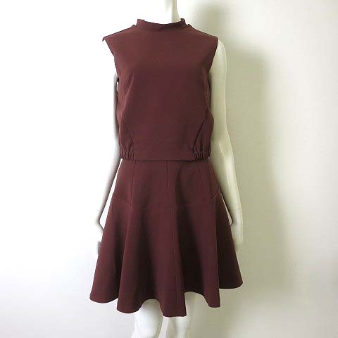 フレイアイディー Fray I D ワンピース ノースリーブ ハイネック レイヤード ストレッチ ハリ感 0 S エンジ レディース 068 ベクトルパーク