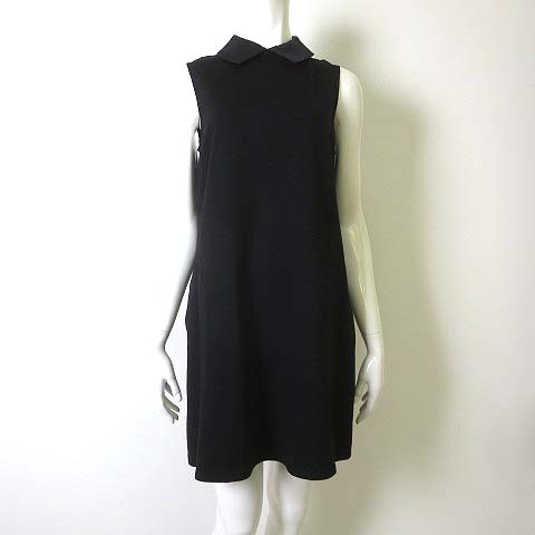 マックス コー Max Co ワンピース チュニック ノースリーブ 付け襟 フレア ストレッチ M 黒 ブラック 国内正規品 美品 レディース 068 ベクトルパーク