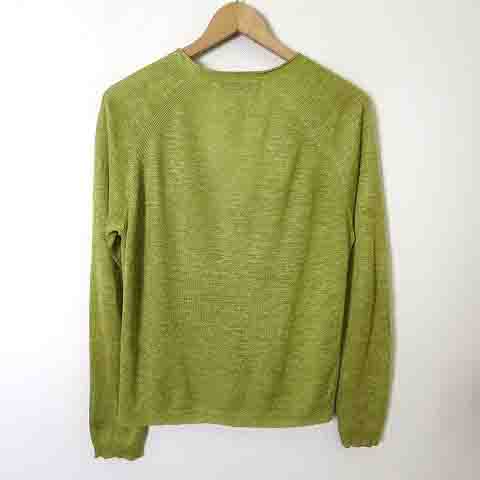 トゥモローランド トリコ Tomorrowland Tricot カーディガン 長袖 サマー ニット シルク リネン 絹 麻 Vネック M 杢 緑 くすみ グリーン メンズ 068 ベクトルパーク