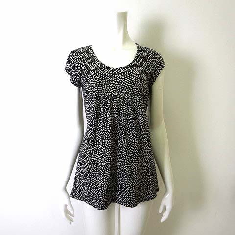 マリメッコ Marimekko チュニック カットソー 半袖 フレンチスリーブ 水玉 ドット柄 ストレッチ S 紺 ネイビー 白 バックリボン 国内正規品 レディース 068 ベクトルパーク