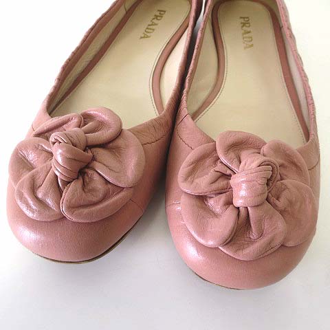 プラダ PRADA バレエシューズ フラットパンプス 本革 レザー 