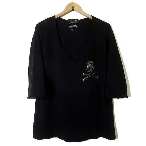 ロエン Roen Tシャツ カットソー 7分袖 スカル 髑髏 ガン ライン 