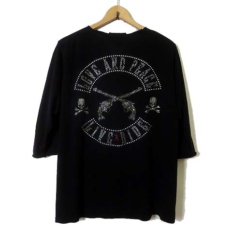 ロエン Roen Tシャツ カットソー 7分袖 スカル 髑髏 ガン ライン 