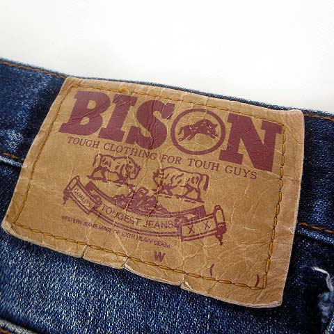 バイソン Bison パンツ デニムパンツ ジーンズ ウォッシュ加工 W32 デニムブルー 青紺 メンズ 068 202107070325 ベクトルパーク