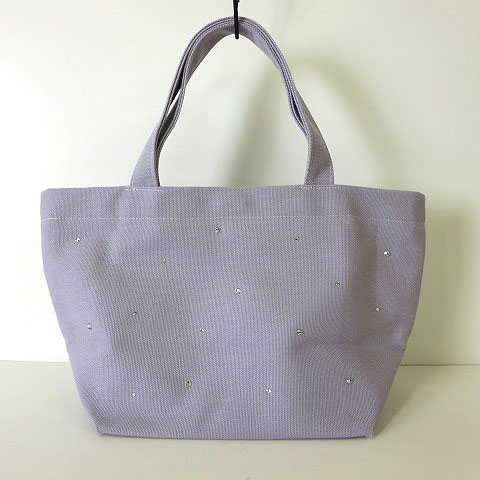 未使用品 Gingam ギンガム バッグ トートバッグ キャンバス 月 ムーン スワロフスキー ラベンダー 薄紫 かばん 鞄 カバン タグ付 美品 レディース 068 ベクトルパーク