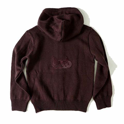 未使用品 セリーヌ Celine パーカー フードパーカ ウール ニット ジャケット ジップアップ 馬車柄 ロゴ バック 刺繍 130 ダークブラウン こげ茶色 男の子 女の子 タグ付 国内正規品 キッズ 068 ベクトルパーク