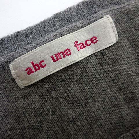 Abc Une Face アーベーセーアンフェイス ニット セーター アンゴラ パール リボン 装飾 長袖 M 杢グレー 美品 レディース 068 ベクトルパーク