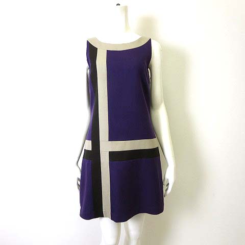 ダイアグラム グレースコンチネンタル Diagram Grace Continental ワンピース ドレスワンピース ウール ノースリーブ 総柄 S 36 ベージュ 黒 ブラック 紫 レディース 068 ベクトルパーク