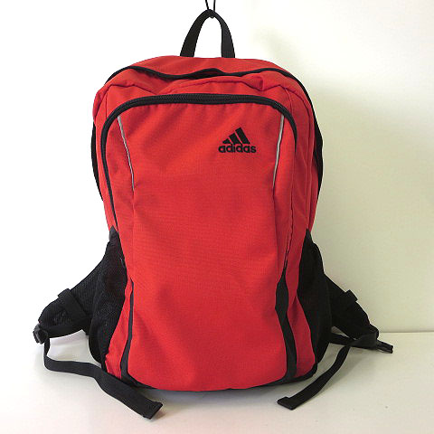 未使用品 アディダス Adidas リュックサック デイバッグ ナイロン ロゴ 刺繍 赤 レッド 黒 ブラック かばん 鞄 カバン 国内正規品 美品 メンズ レディース 068 ベクトルパーク