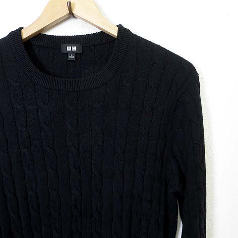 ユニクロ Uniqlo ニット セーター ケーブルニット 長袖 カシミヤ コットン M 紺 ネイビー メンズ 068 ベクトルパーク
