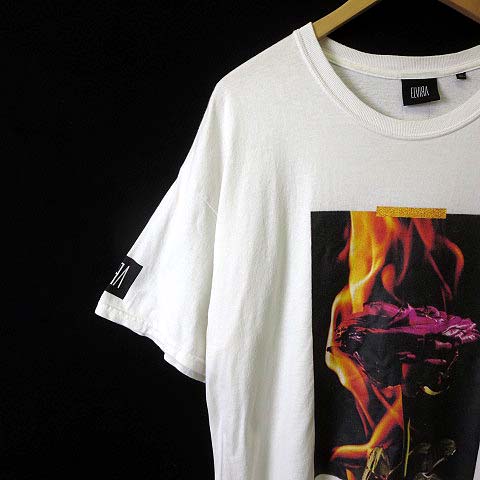 エルビラ ELVIRA Tシャツ ロゴ フォト プリント コットン 半袖 XL 白 