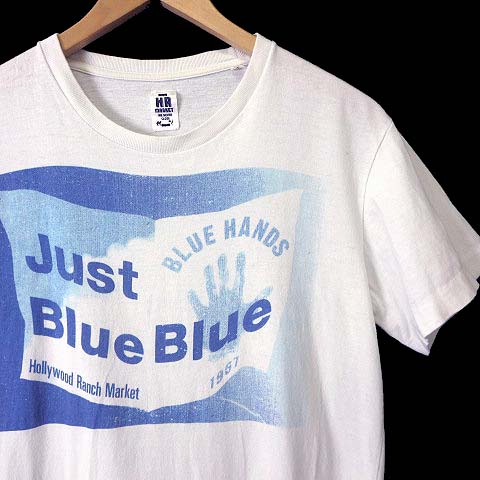 ハリウッドランチマーケット Hollywood Ranch Market ハリラン Tシャツ カットソー 半袖 プリント 聖林公司 S 1 白 ホワイト 青 ブルー 日本製 メンズ 068 ベクトルパーク
