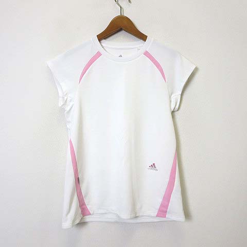 アディダス Adidas Tシャツ ロゴ プリント 配色 ドライ メッシュ スポーツウエア 半袖 S 白 ホワイト ピンク レディース 068 ベクトルパーク