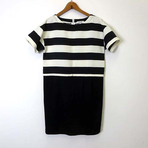 グローバルワーク Global Work ワンピース チュニック ドッキング 半袖 ボーダー M 黒 ブラック オフ白 レディース 068 ベクトルパーク