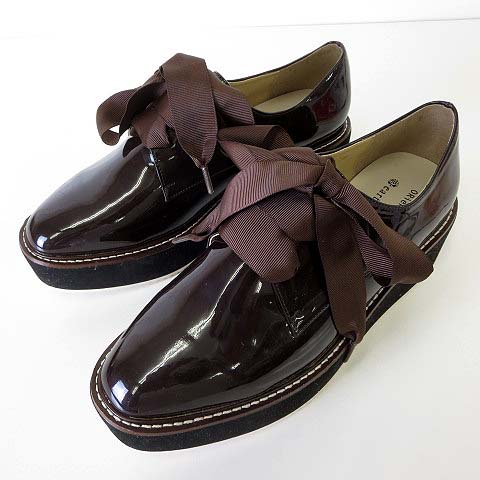 オリエンタルトラフィック Oriental Traffic アースミュージック エコロジー Earth Music Ecology コラボ シューズ 厚底 オックスフォードシューズ エナメル リボン L 24 0 Cm ダークブラウン こげ茶色 くつ 靴 レディース 068 ベクトルパーク