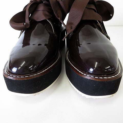 オリエンタルトラフィック Oriental Traffic アースミュージック エコロジー Earth Music Ecology コラボ シューズ 厚底 オックスフォードシューズ エナメル リボン L 24 0 Cm ダークブラウン こげ茶色 くつ 靴 レディース 068 ベクトルパーク