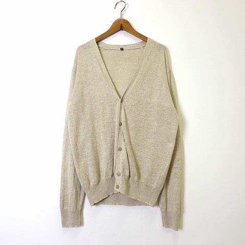 無印良品 良品計画 カーディガン サマー ニット リネン 麻 100 長袖 M 杢 ベージュ メンズ 068 ベクトルパーク