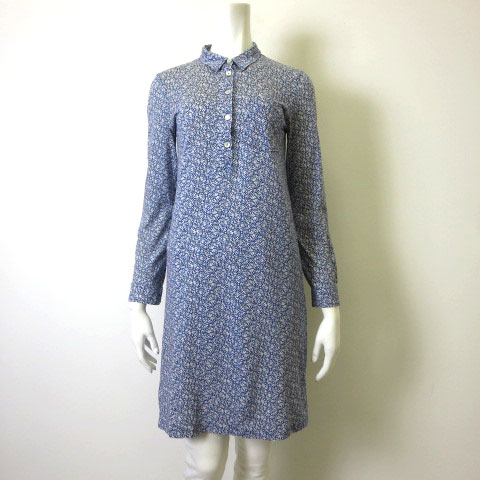 アーペーセー A P C ワンピース チュニック ハーフボタン プルオーバー 薄手 コットン 長袖 S 青 ブルー 白 ホワイト 黄 レディース 068 ベクトルパーク