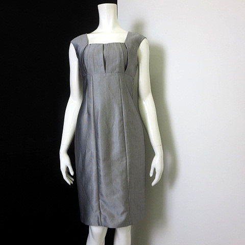 カルバンクライン Calvin Klein ワンピース フロント タック プリーツ 光沢 ノースリーブ S グレー レディース 068 ベクトルパーク