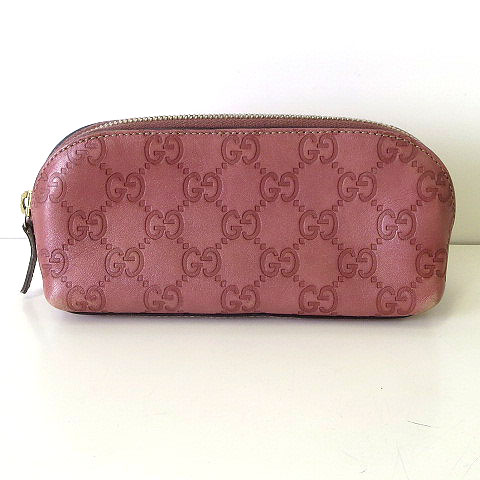 グッチ GUCCI ポーチ コスメ 化粧ポーチ ペンケース シマ レザー GG 