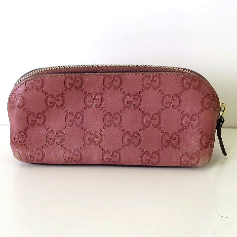 グッチ GUCCI ポーチ コスメ 化粧ポーチ ペンケース シマ レザー GG 