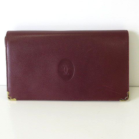 カルティエ Cartier 財布 長財布 マストライン オーガナイザー がま口 レザー ボルドー ゴールド ウォレット メンズ レディース 068 ベクトルパーク