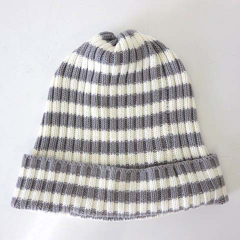 ハリス Harriss ニットキャップ ニット帽 ワッチキャップ ボーダー コットン F グレー 白 ホワイト メンズ レディース 068 ベクトルパーク