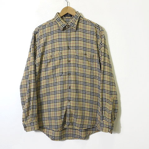 バーバリー BURBERRY USA製 シャツ ネルシャツ ノバチェック 厚手 