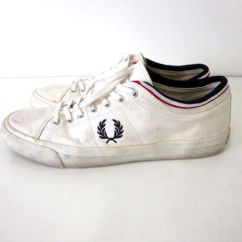 フレッドペリー Fred Perry スニーカー シューズ キャンバス ロゴ 刺繍 トリコロール 26 5cm 白 ホワイト 紺 くつ 靴 メンズ 068 ベクトルパーク