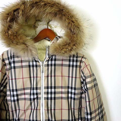 バーバリー BURBERRY ダウンジャケット ノバチェック ファー フード 