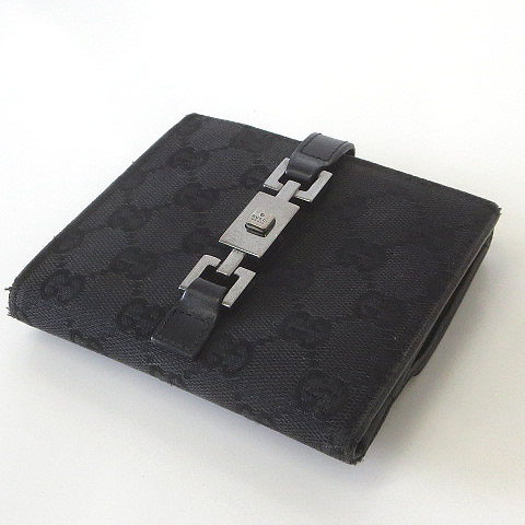 【美品】GUCCI グッチ　ジャッキー　折り財布　黒　ブラック　キャンバス　GG 楽天市場】【財布】GUCCI グッチ ジャッキー マイクログッチシマ
