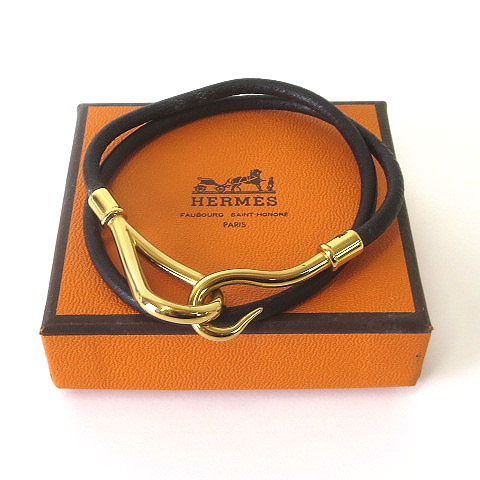 エルメス HERMES ジャンボチョーカー ブレスレット 2連 黒 ブラック
