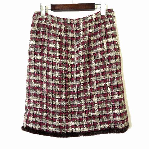 シャネル CHANEL スカート ツイード ウール 絹 シルク ココマーク  