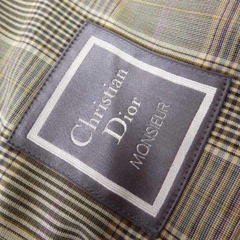 Christian Dior テーラードジャケット ベージュ・ブラウンチェック Christian Dior テーラードジャケット M チェック柄 - メルカリ