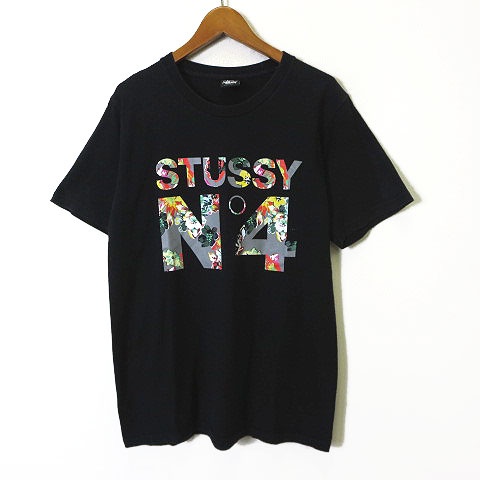 ♯151 stussyステューシー 半袖ボタンシャツスカル花柄刺繍ロゴ黒メンズS ステューシー) STUSSY SKULL PATTERN SHIRT (SS:SHIRT)(111969