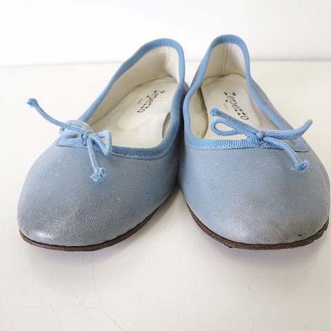 レペット Repetto バレエシューズ レザー リボン 36.5 水色 ライト