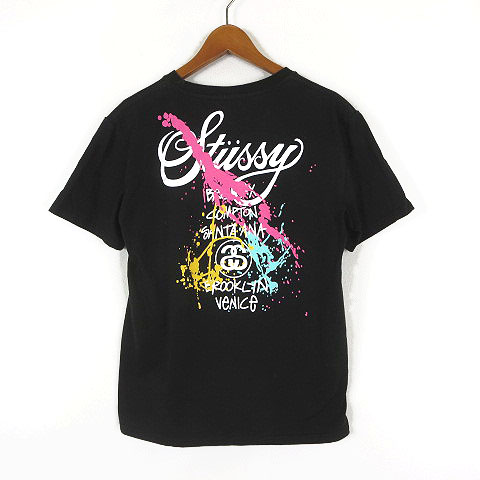 ステューシー STUSSY Tシャツ ペイント ロゴ プリント クルーネック 