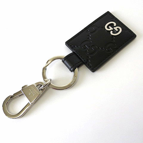 未使用品 グッチ GUCCI キーホルダー キーリング チャーム GG柄 シマ レザー 黒 ブラック シルバー 箱付 アクセサリー 小物 美品 メンズ  068-202306180227 | ベクトルパーク 新品未使用　　グッチ　チャーム