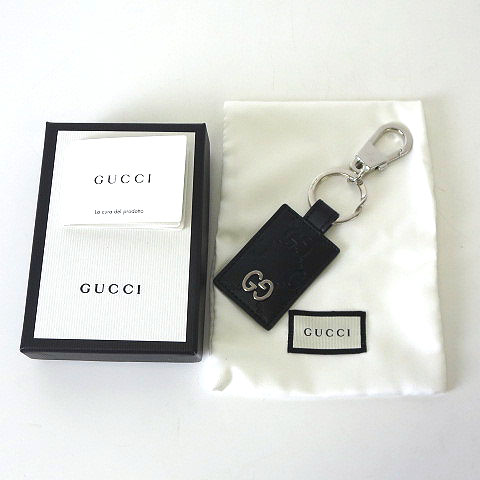 未使用品 グッチ GUCCI キーホルダー キーリング チャーム GG柄 シマ 