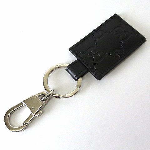 未使用品 グッチ GUCCI キーホルダー キーリング チャーム GG柄 シマ 