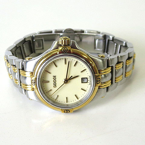 グッチ GUCCI 腕時計 9040L デイト コンビ クオーツ ゴールド シルバー 