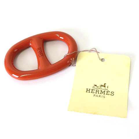 未使用品 エルメス HERMES シェーヌダンクル スカーフリング オレンジ 