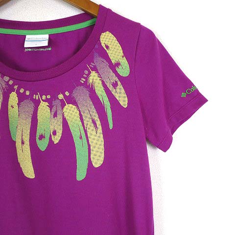 コロンビア Columbia Tシャツ カットソー ロゴ 刺繍 フェザー柄