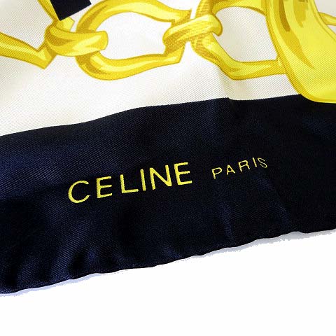 セリーヌ CELINE スカーフ シルクスカーフ 大判 ロゴ ビット チェーン 