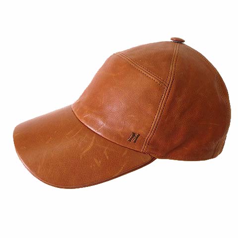 エルメス HERMES キャップ 帽子 レザーキャップ 本革 オールレザー H 