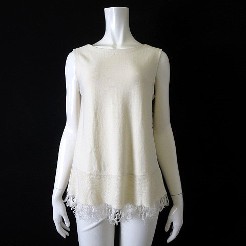 セオリー theory ニット カットソー フリンジ ノースリーブ S  