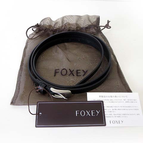 未使用品 フォクシー FOXEY ベルト レザーベルト 本革 F 黒 ブラック 