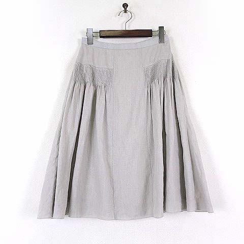 フォクシー FOXEY スカート フレアスカート ギャザー ピンタック 麻  